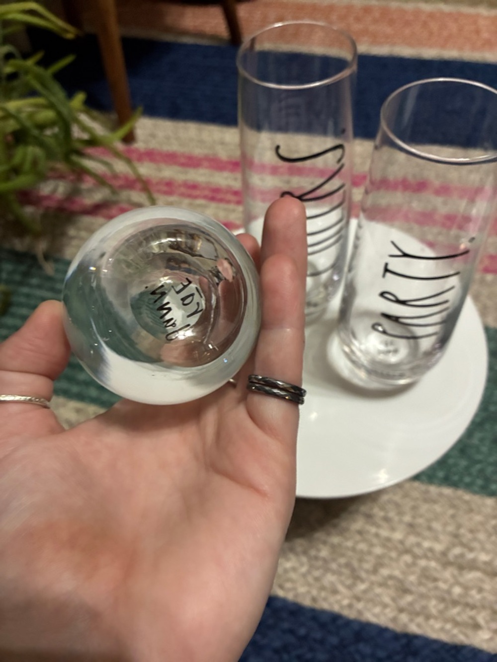 3 PIECE SET RAE DUNN FUN, CHEERS, & PARTY Rae Dunn stemless champagne flutes - Picture 6 of 6